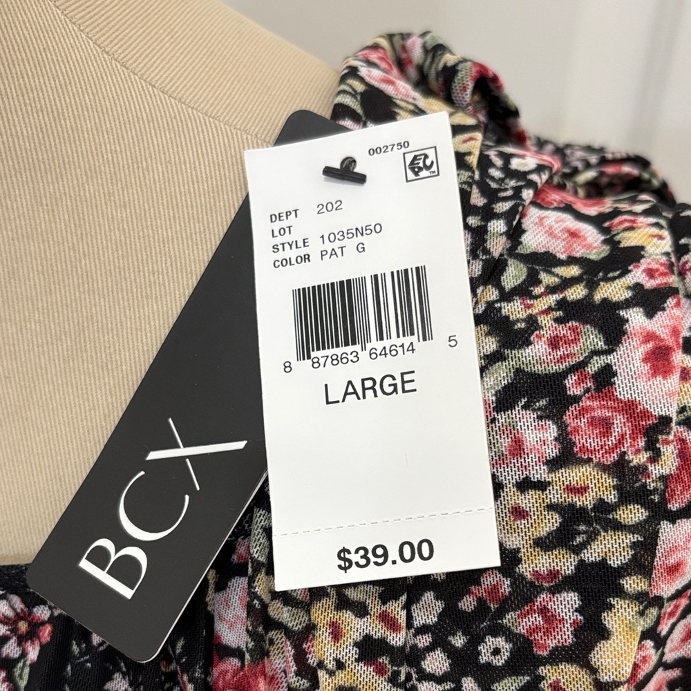 BCX Black and Pink Floral Blouse - Picture 2 of 7